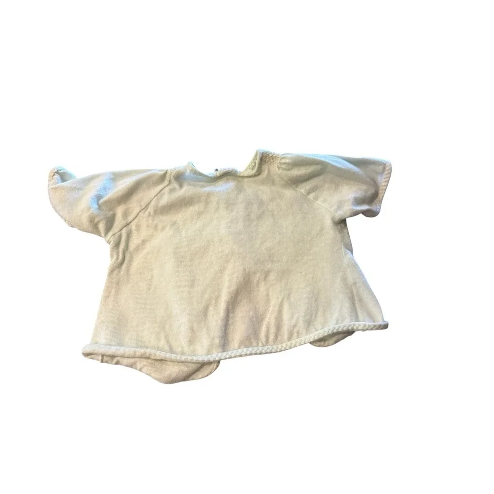 2 Vintage Carter's Shirt Jacket Girls 0-6 Months White Blue Bow Cotton 50's
